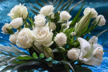 Bouquet of white flowers and lilies