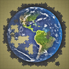 Planet Earth jigsaw puzzle done with NASA textures