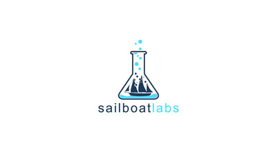 simple creative unique sailing ship in a laboratory tube, as a symbol of experiment or research in and about ships, modern flat icon style design logo template Vector illustration eps 10.