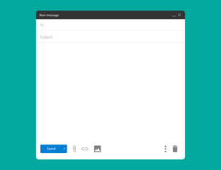 Mail mockup window for feedback form. Template of email box with blank message design. Mockup of browser window for contact form. Vector EPS 10