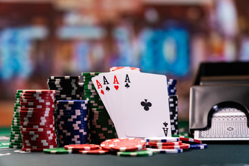 Four aces cards at the casino