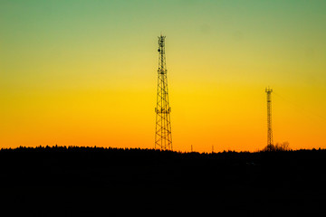 sunset, scene, red, road, park, countryside, shine