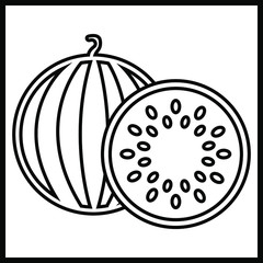 isolated illustration of a watermelon in black in vector