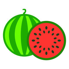 isolated illustration of a watermelon in colour in vector