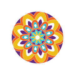 Vector hand drawn doodle mandala. Ethnic mandala with colorful tribal ornament.