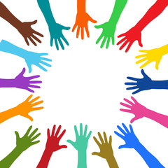 手で円を組む　チームワークのイラスト