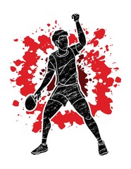 Ping Pong player, Table tennis action cartoon graphic vector