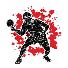 Ping Pong player, Table tennis action cartoon graphic vector