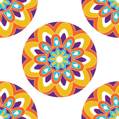 Mandala pattern. Indian floral frame for coloring pages book. Vector illustration