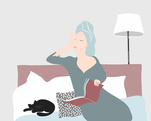 Vector Illustration Of A Girl Sitting On A Sofa