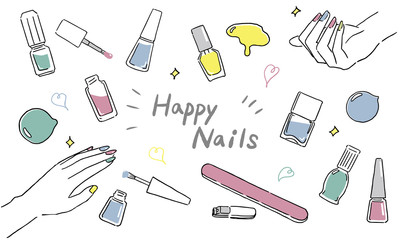 かわいいネイルアイテムのイラスト