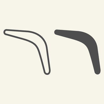 recommend clip art: Boomerang line and solid icon. Flying boomerang silhouette outline style pictogram on beige background. Sport and recreation signs for mobile concept and web design. Vector graphics.