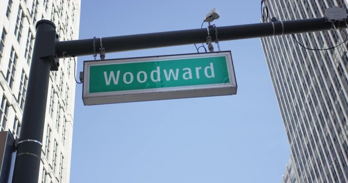 Street Sign Woodward Ave Handheld Day