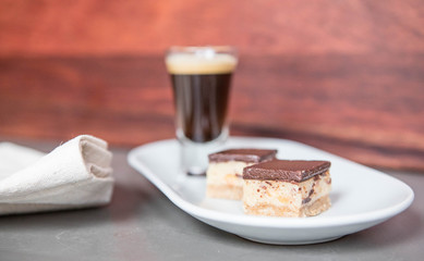 Espresso coffee and caramel slice