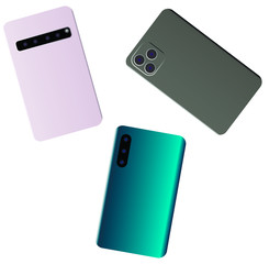 Smart phone on a white background back view