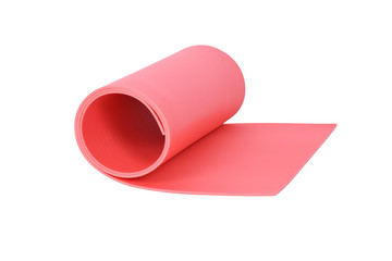 Sports gymnastic mat for doing gymnastics, yoga, Pilates. Isolated on a white background.