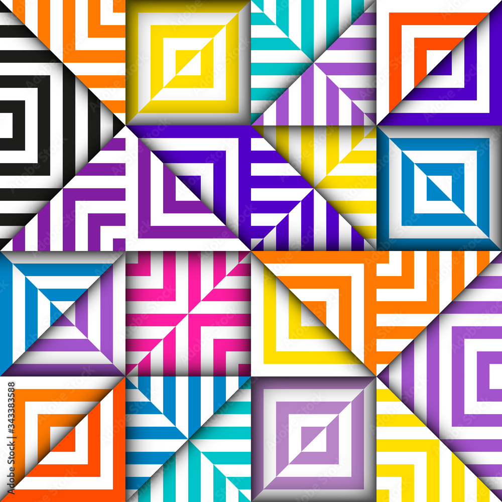 Poster Paper cut shapes design. Seamless vector pattern.