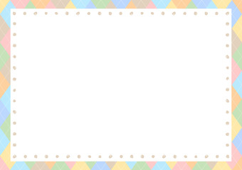 ドットフレーム　パステルカラーアーガイル背景	
