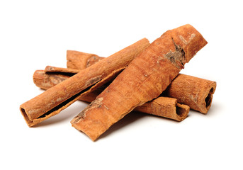 Cinnamon on a white background
