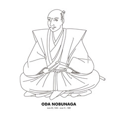 織田信長（1534 – 1582）　歴史上の人物　線画イラスト