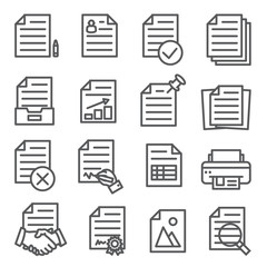 Documents line icons set on white background