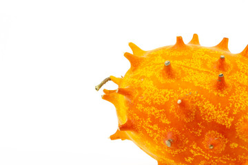 horned melon fruit isolated on white copy space