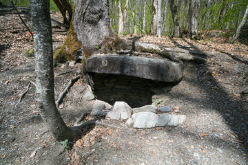 Ancient dolmen in the Caucasus mountains, Sochi, Russia.