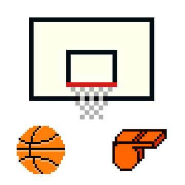 basketball pixel art cartoon retro game style