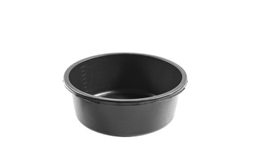 Black plastic container isolated on white