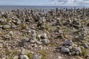 Beach with many smooth stones