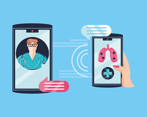 hand holding a smartphone, online medical support