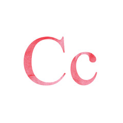 Fototapeta premium Red watercolor letter C isolated on white background. single element of the alphabet. for design card, invitation poster