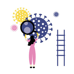 Medical scientist searching for antivirus and is researching coronavirus disease. Trendy vector illustration