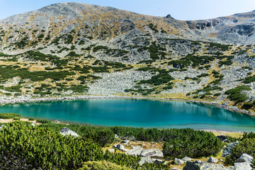 Fototapeta na wymiar Green Water Lake in Rila Mountain,Bulgaria