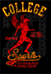 American football athletic college sports printing and embroidery graphic design vector art