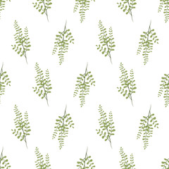 Green leaf branch seamless pattern for paper design. Vector illustration for fabric.