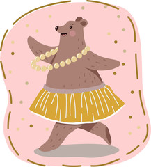 Dancing bear. Ballroom dancing bear. Simple vector illustration.