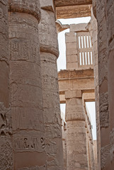 Hieroglyphic carvings on ancient egyptian temple columns