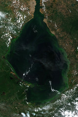 High resolution satellite image of Algae Bloom in Lago de Maracaibo, Venezuela - contains modified...
