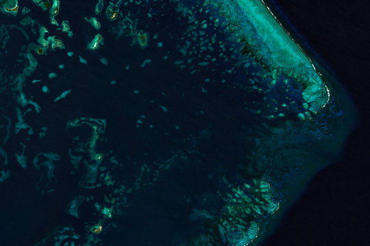 High resolution satellite image of Belize Barrier Reef - contains modified Copernicus Sentinel Data (2020)