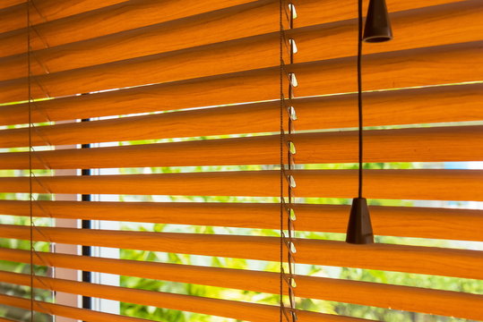 Full Frame Shot Of Orange Blinds At Home