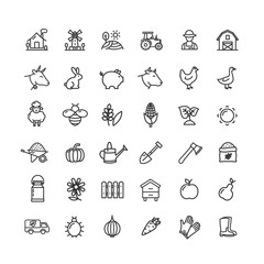 Farm Sign Black Thin Line Icon Set. Vector