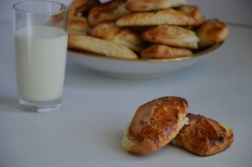 milk and cookies  on the table