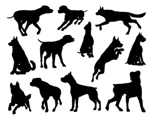 A set of detailed animal silhouettes of a pet dog