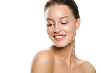 Clean skin woman face beautiful model natural make up 