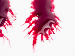 red colorl drops. Paint dripping. Dripping liquid.. abstract paint splatter. paint splash set. Color spread.. Color that permeates the paper. blood concept