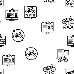 Bike Sharing Business Seamless Pattern Vector Thin Line. Illustrations