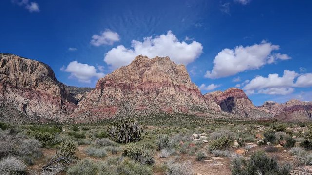 Sunny view of the beautiful Bridge Mountain in Red Rock Canyon area
