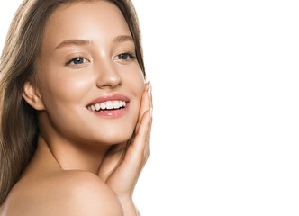 Obraz premium Clean skin woman face beautiful model natural make up 