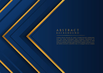 Abstract square overlap layer wave shape luxury gold style blue color tone